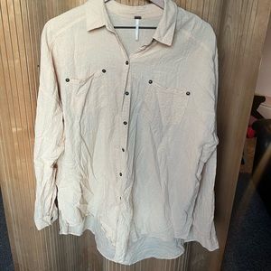 Peach Free People Button Down
